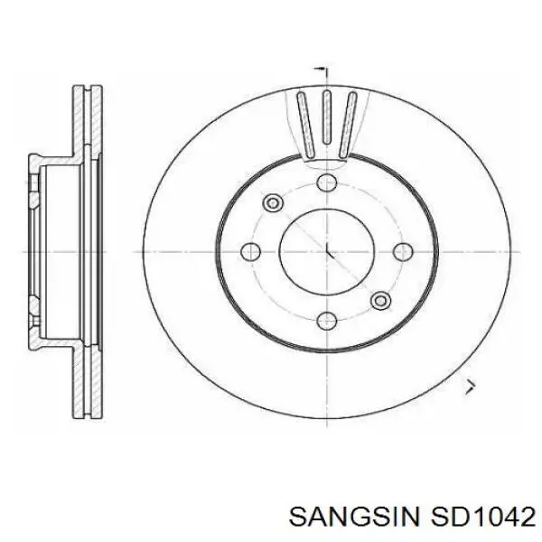 Передние тормозные диски SD1042 Sangsin