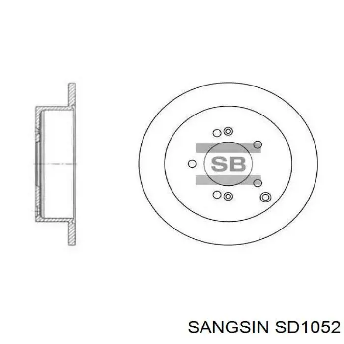 Задний тормозной диск Sangsin SD1052 цена, от 26.79 USD