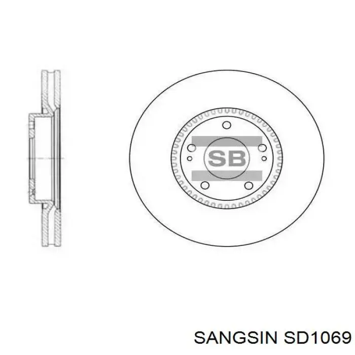 Диск гальмівний передній SD1069 Sangsin