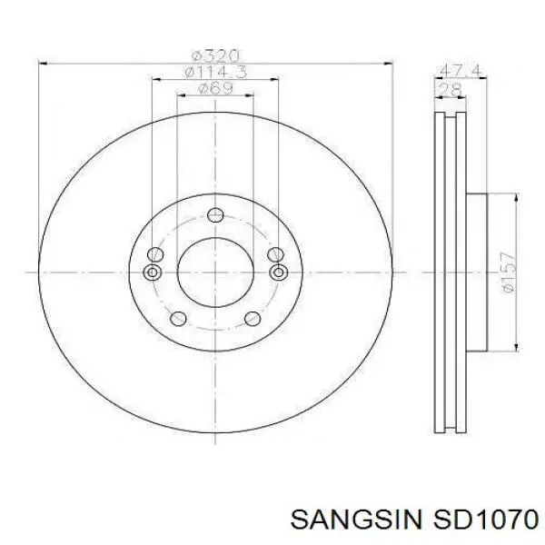 Передние тормозные диски SD1070 Sangsin