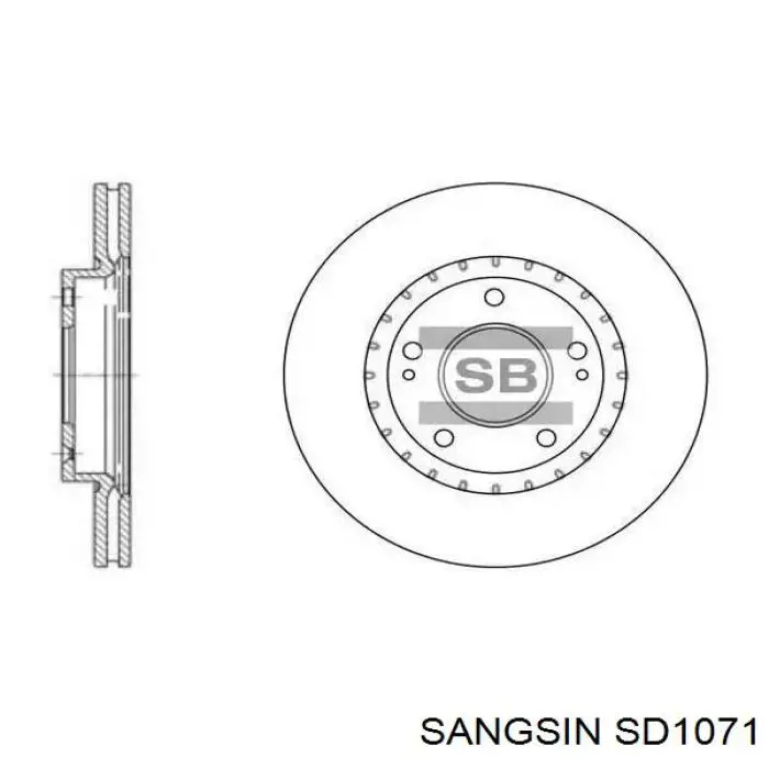 Диск тормозной передний Sangsin SD1071