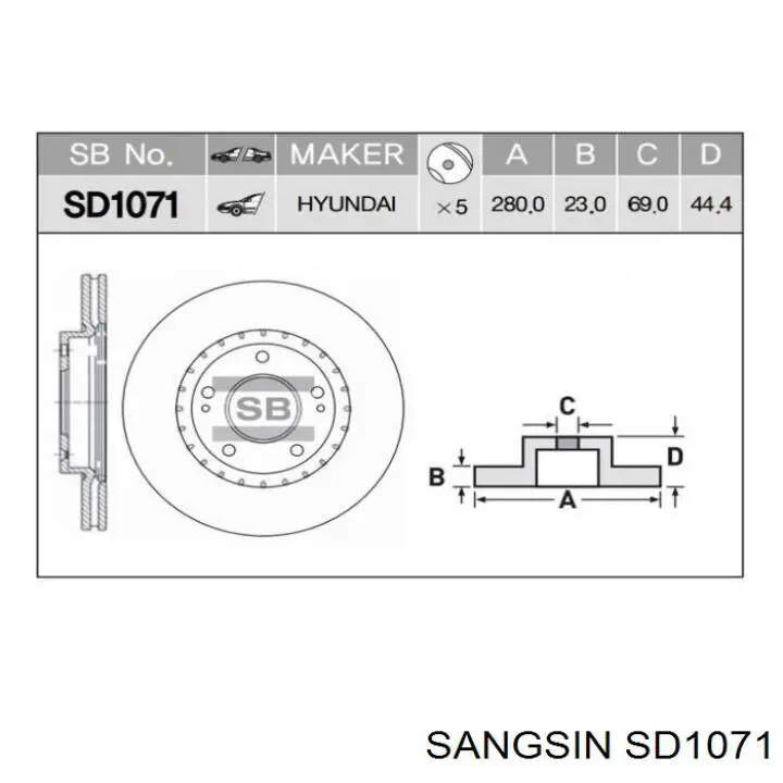Купить SD1071 Sangsin Ротор тормозной