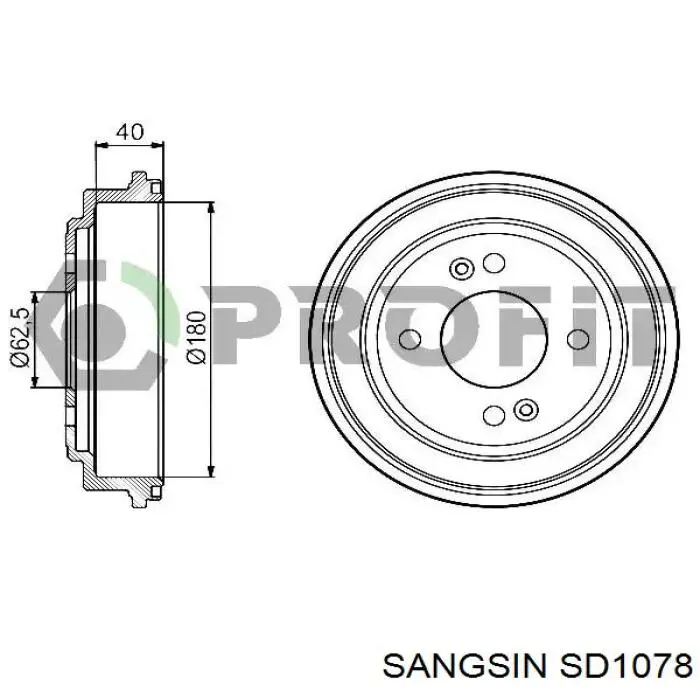 SD1078 Sangsin Тормозной барабан