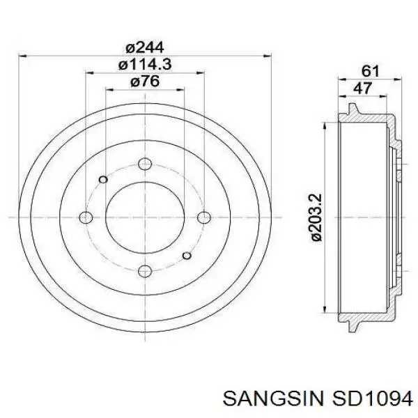 Барабан тормозной задний Sangsin SD1094 цена, от 29.25 USD