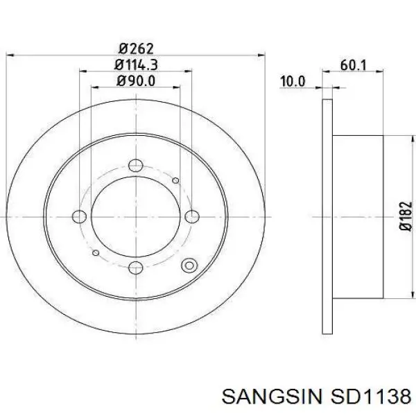 Диск тормозной задний SANGSIN SD1138