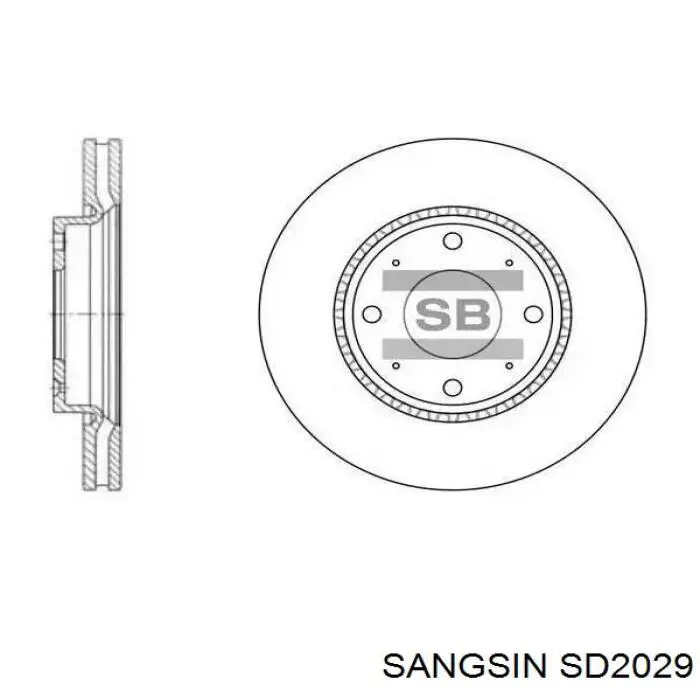 Диск тормозной передний Sangsin SD2029