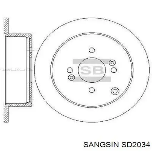 Диск гальмівний задній SD2034 Sangsin