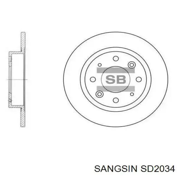 Задний тормозной диск Sangsin SD2034 цена, от 22.63 USD