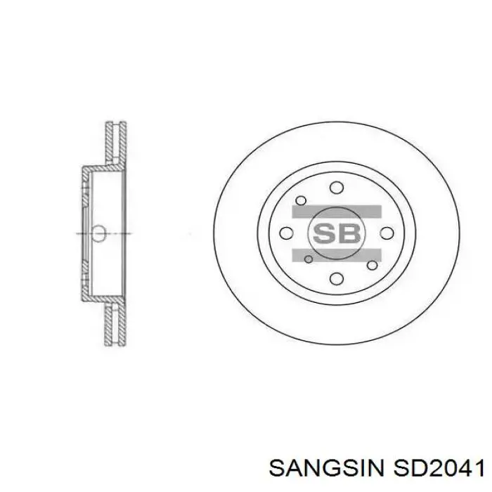 SD2041 Sangsin диск тормозной задний