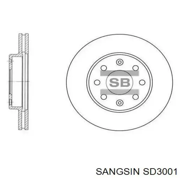 Диск тормозной передний Sangsin SD3001
