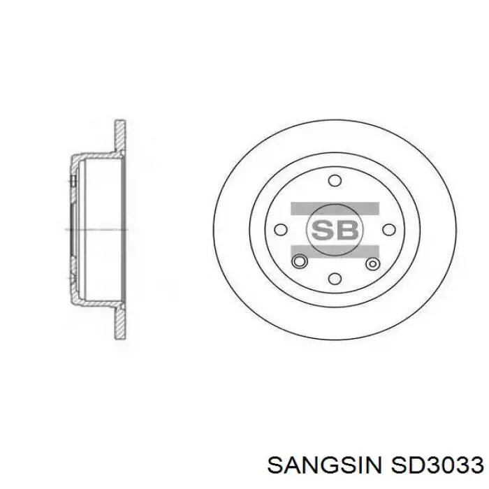 Диск тормозной задний Sangsin SD3033