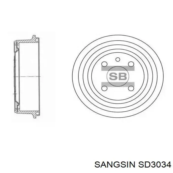 Freno de tambor trasero SD3034 Sangsin