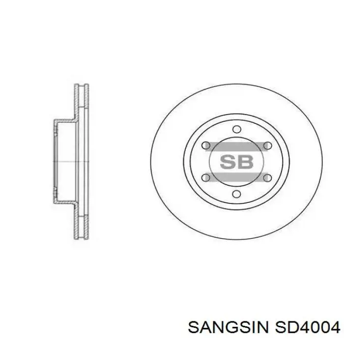 Диск тормозной передний SANGSIN SD4004
