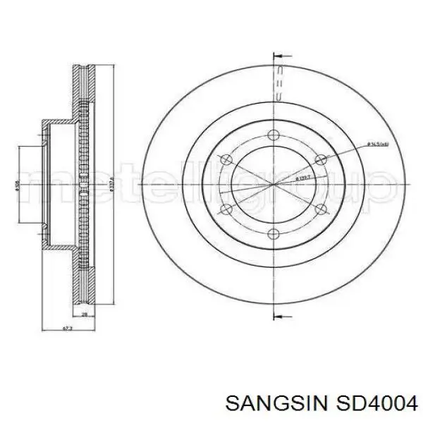SD4004 Sangsin Диск тормозной передний