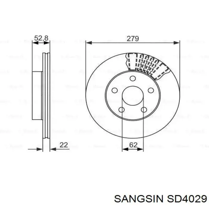 SD4029 Sangsin Диск тормозной передний