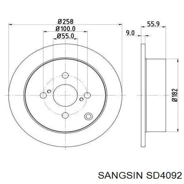 Диск тормозной задний SANGSIN SD4092
