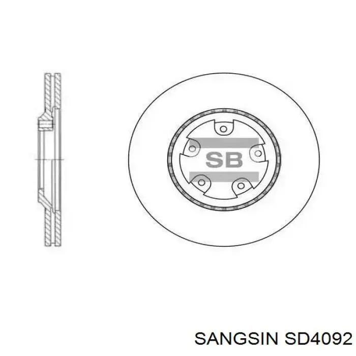 Диск гальмівний задній SD4092 Sangsin