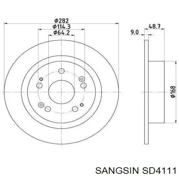 Диск тормозной задний SANGSIN SD4111