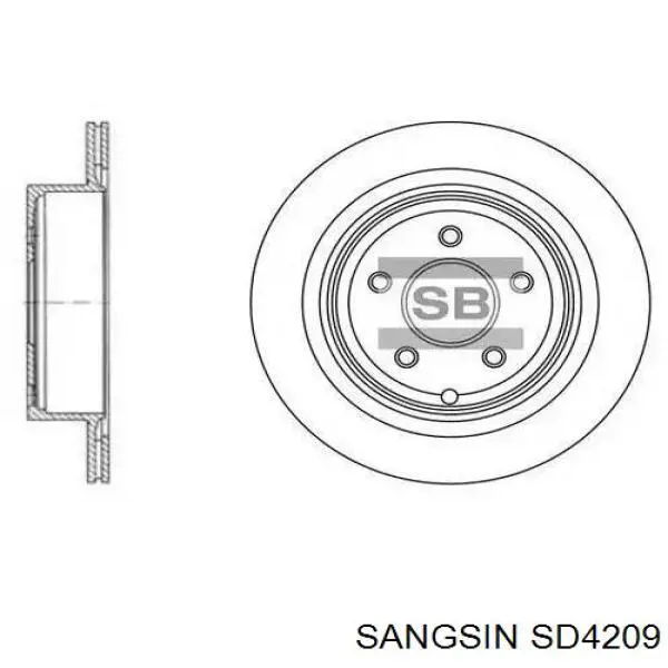 Диск тормозной задний SANGSIN SD4209