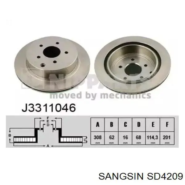 Задний тормозной диск Sangsin SD4209 цена, от 25.98 USD