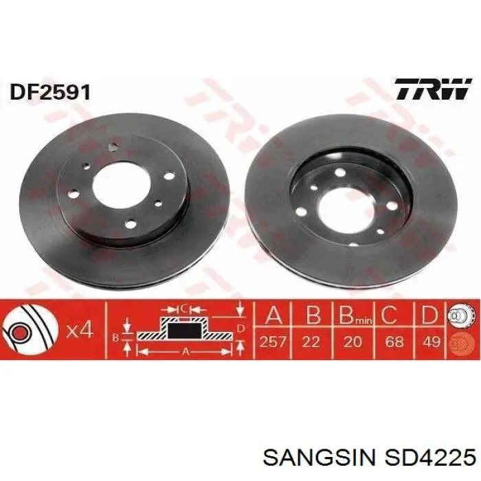 Купить SD4225 Sangsin Ротор тормозной