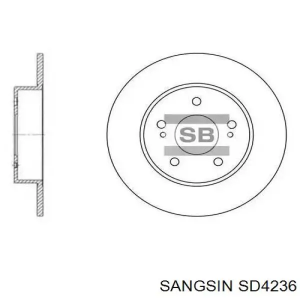 Задний тормозной диск Sangsin SD4236 цена, от 18.69 USD