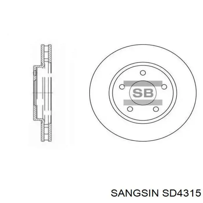 Диск тормозной передний Sangsin SD4315