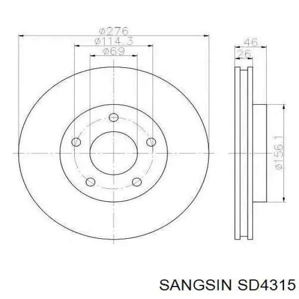 Купить SD4315 Sangsin Ротор тормозной