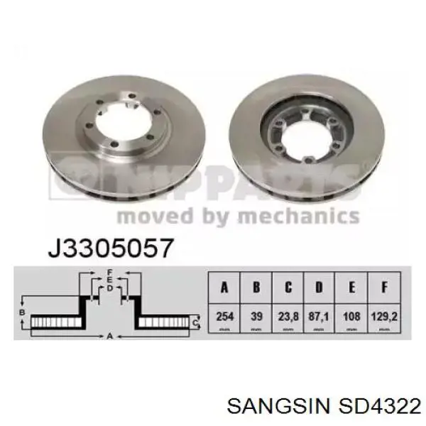 SD4322 Sangsin Диск тормозной передний