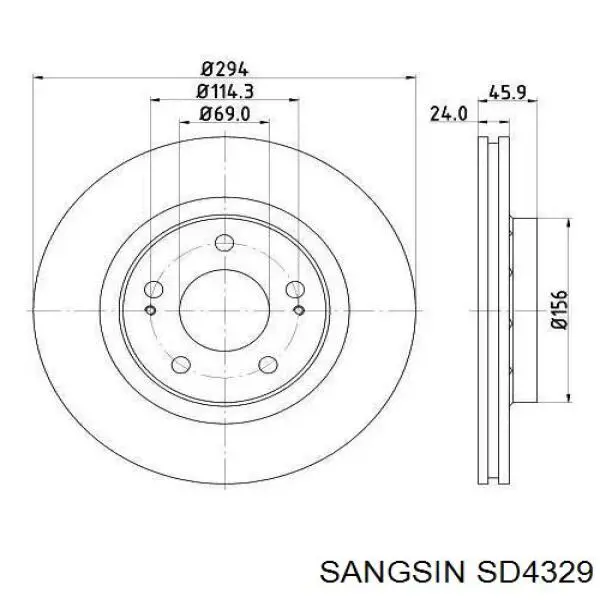Тормоз дисковый передний Sangsin SD4329 цена, от 36.04 USD