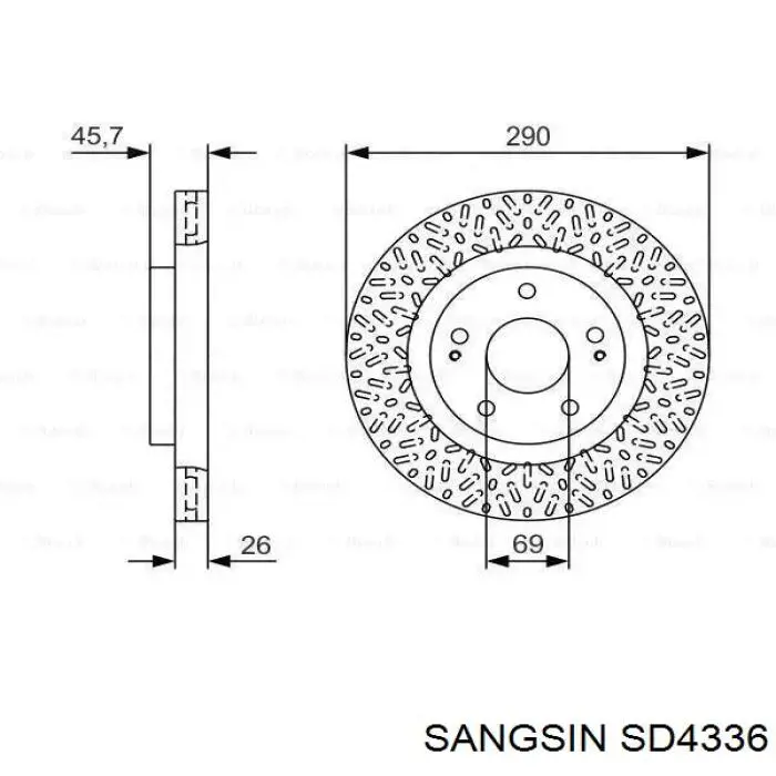 SD4336 Sangsin Диск тормозной передний