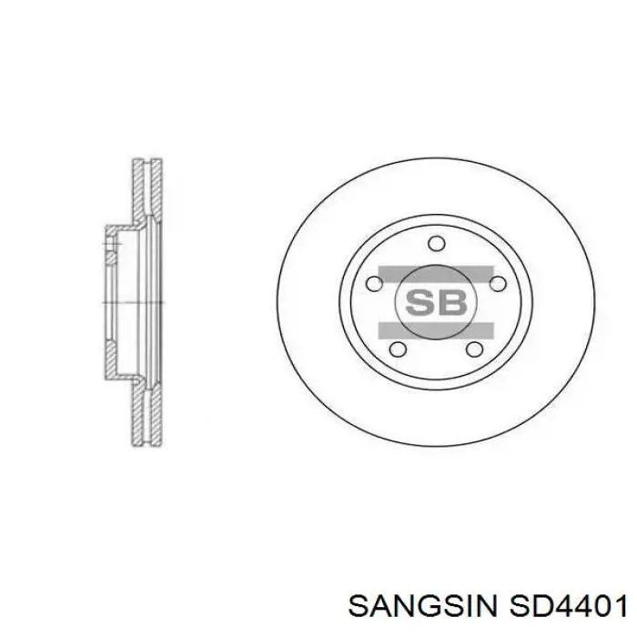 Диск тормозной передний Sangsin SD4401