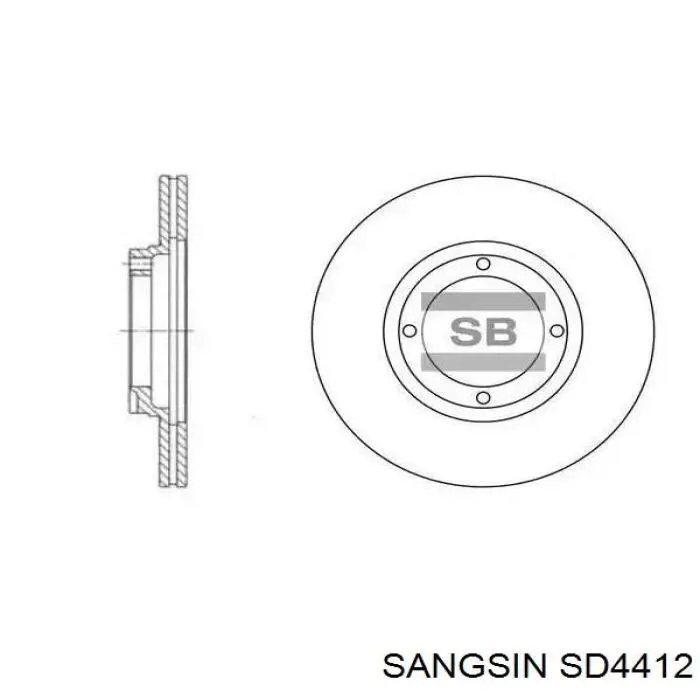 Задний тормозной диск Sangsin SD4412 цена, от 19.41 USD