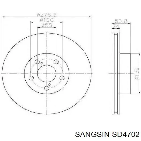 SD4702 Sangsin Диск тормозной передний