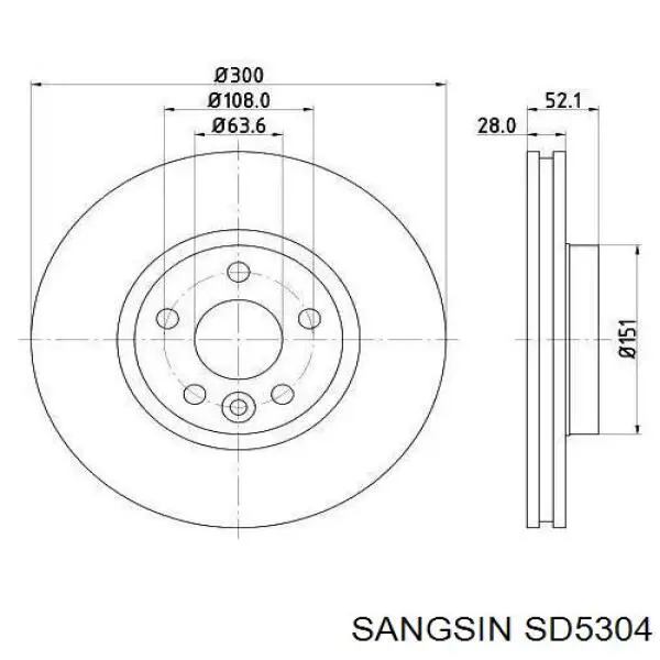 Передние тормозные диски SD5304 Sangsin