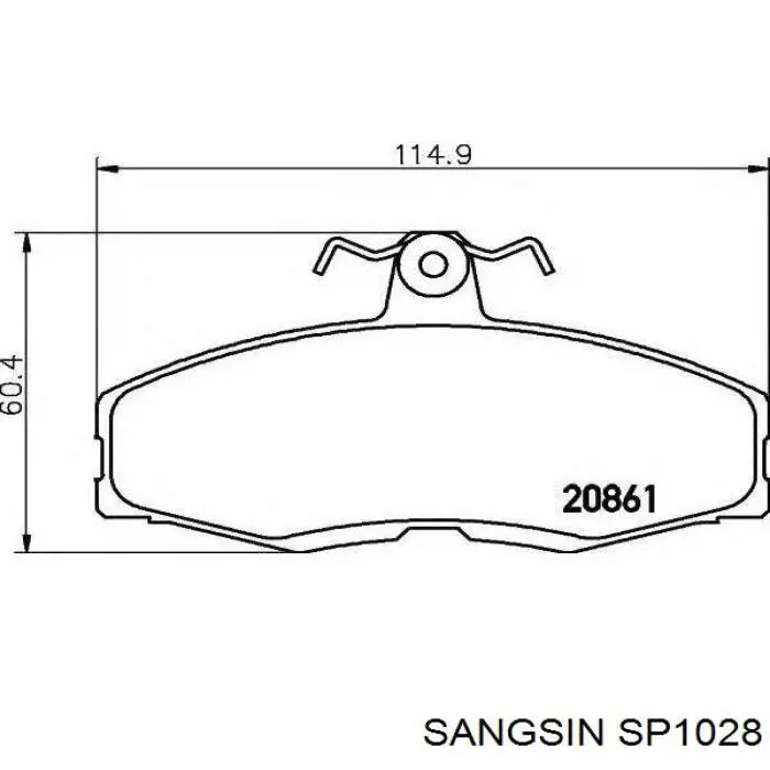 SP1028 Sangsin колодки тормозные передние дисковые