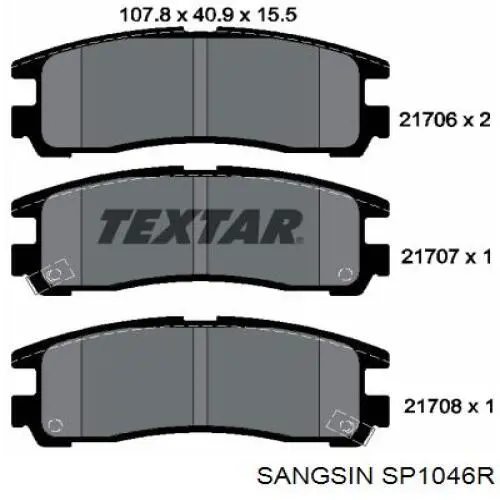 Pastillas de freno traseras SP1046R Sangsin