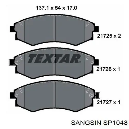 SP1048 Sangsin Колодки передние