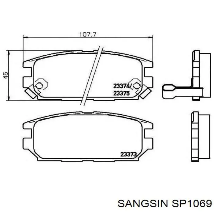 Купить SP1069 Sangsin Колодки тормозные задние, дисковые