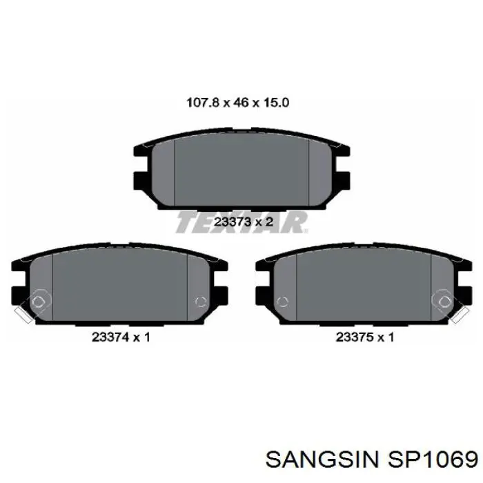 SP1069 Sangsin Колодки тормозные дисковые комплект