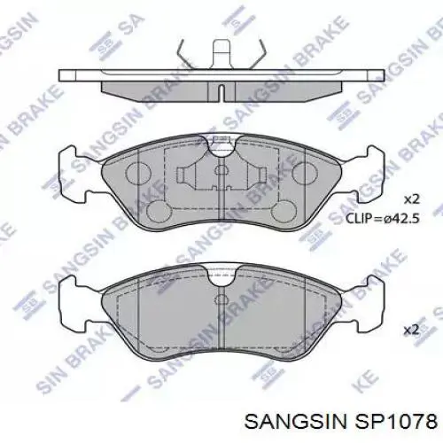 SP1078 Sangsin колодки тормозные передние дисковые