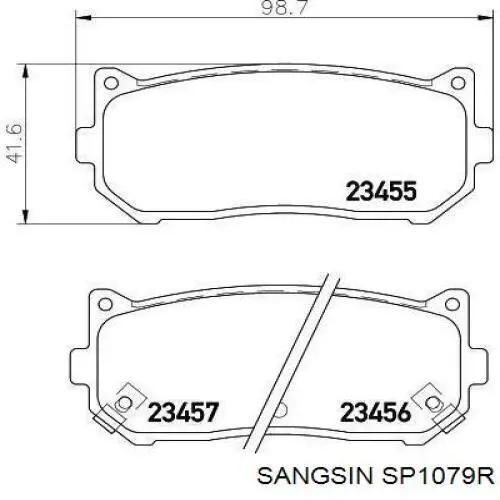 SP1079R Sangsin Колодки тормозные дисковые комплект
