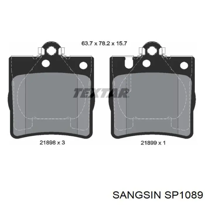 SP1089 Sangsin колодки тормозные задние дисковые