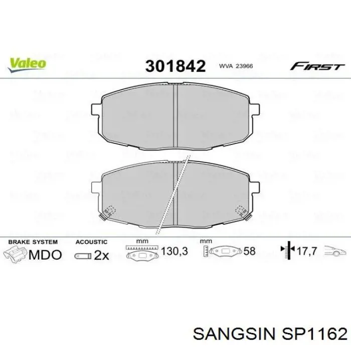 Купить SP1162 Sangsin Колодки тормозные