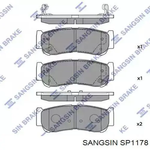 Колодки тормозные задние дисковые Sangsin SP1178