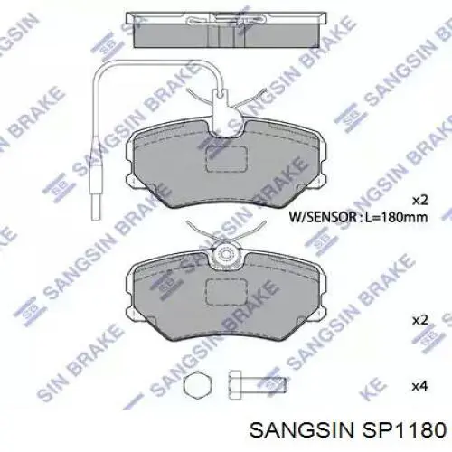 Передние тормозные колодки SP1180 Sangsin