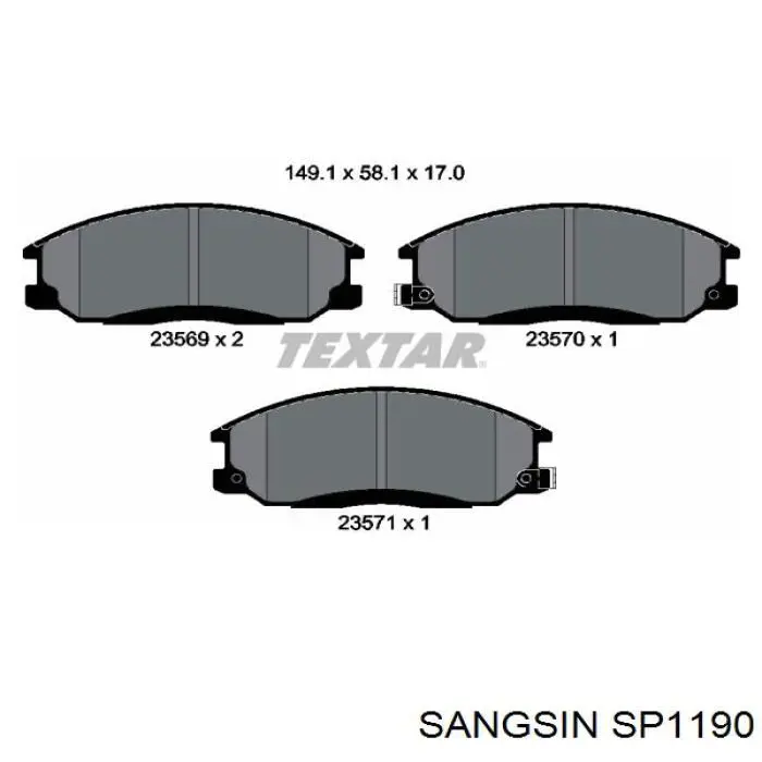 Колодки Sangsin SP1190 цена, от 22.83 USD