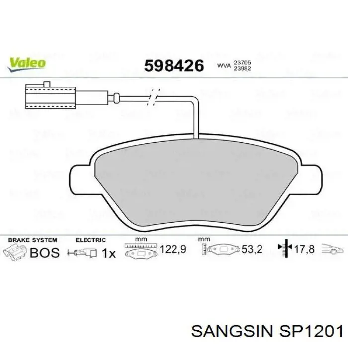 SP1201 Sangsin Колодки передние
