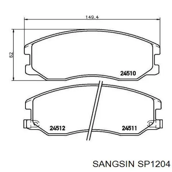 Колодки гальмівні передні, дискові SP1204 Sangsin