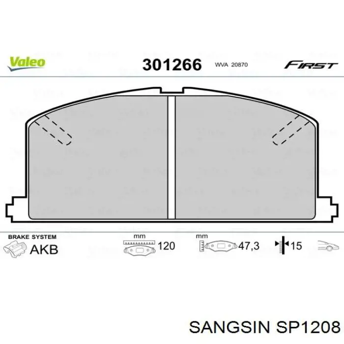 Pastillas de freno traseras SP1208 Sangsin